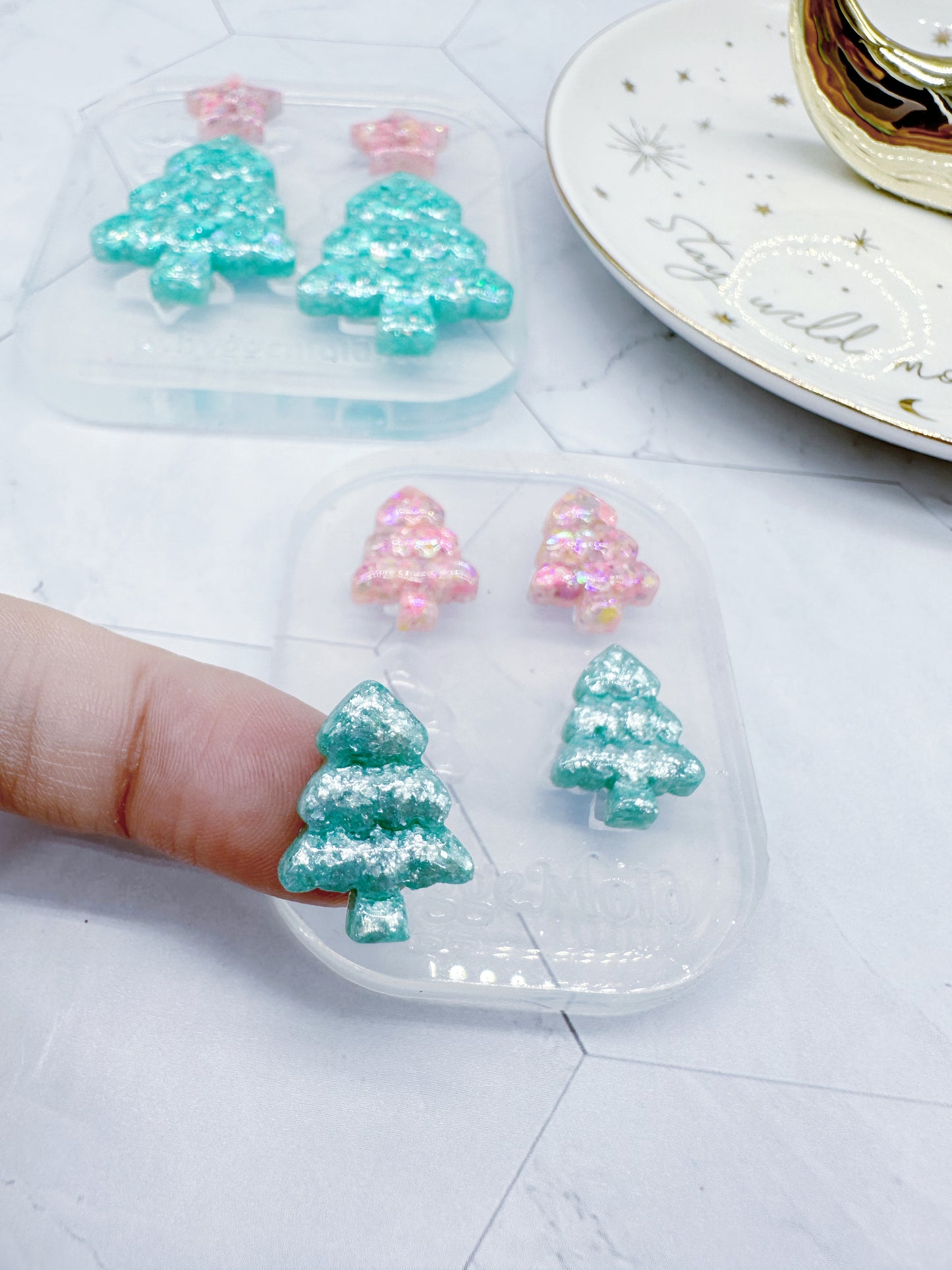 Mini Cute Plump Christmas Tree Stud Earring Mold