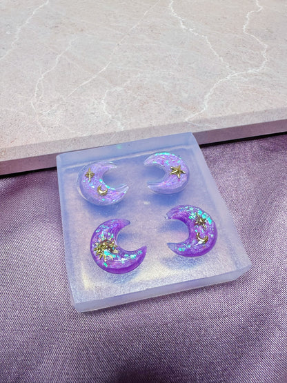 1.5cm Faceted Cut Moon Gemstone Stud Earring Mold