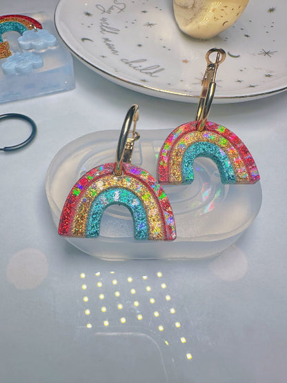 2.8 cm Holographic Rainbow Dangle Earring Mold for Hoop Charms