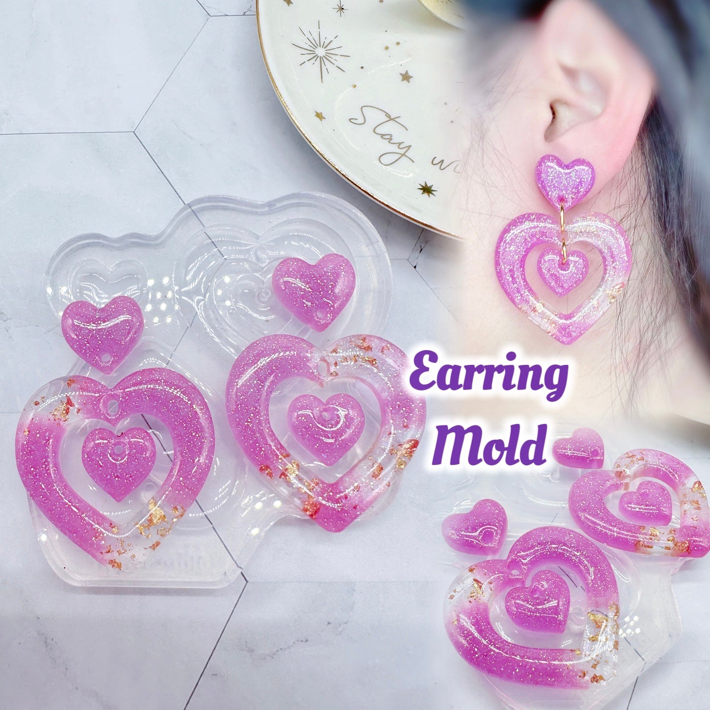 Predomed Nesting Heart Dangle Earring Mold