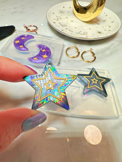 Holographic Starburst Dangle Earring Mold for Hoop Charms