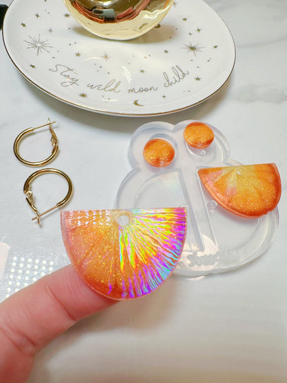 Holographic Sunburst Semi-Circle Dangle Earring Mold for Hoop Charms