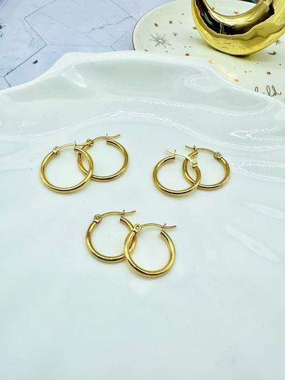 8 Pcs 18/20/22mm Gold 316L Surgical Steel Hoop Earring Findings