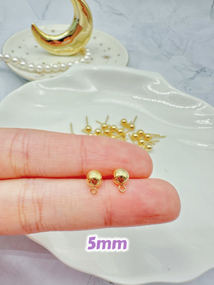 High Quality Gold-plated Ball Shape Earring Posts