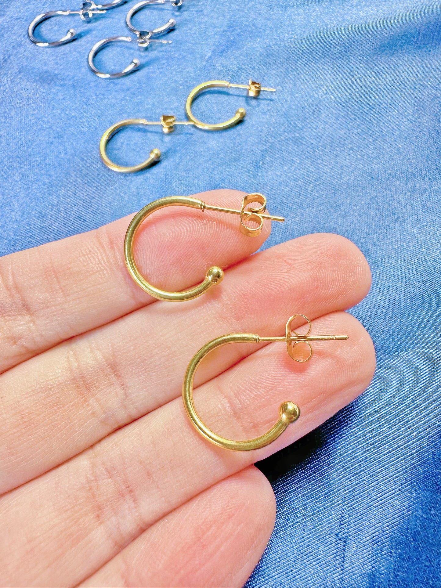 18k Gold Plated Stainless Steel Semi Hoop Earring Findings