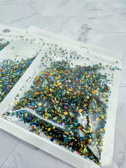 Black Gold Iridescent Fine Crushed Glass 1-1.5 mm