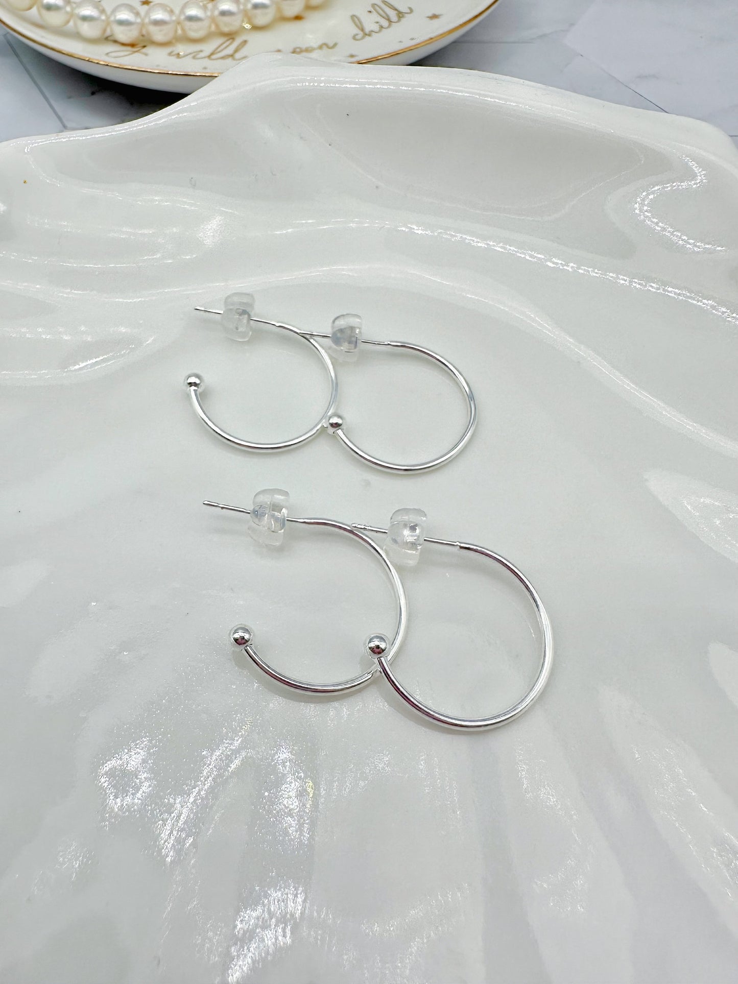 S925 Silver Plated Semi Hoop Earring Findings