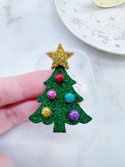 Layered Christmas Trees with Star and Baubles Layered Dangle Earring Brooch Mold