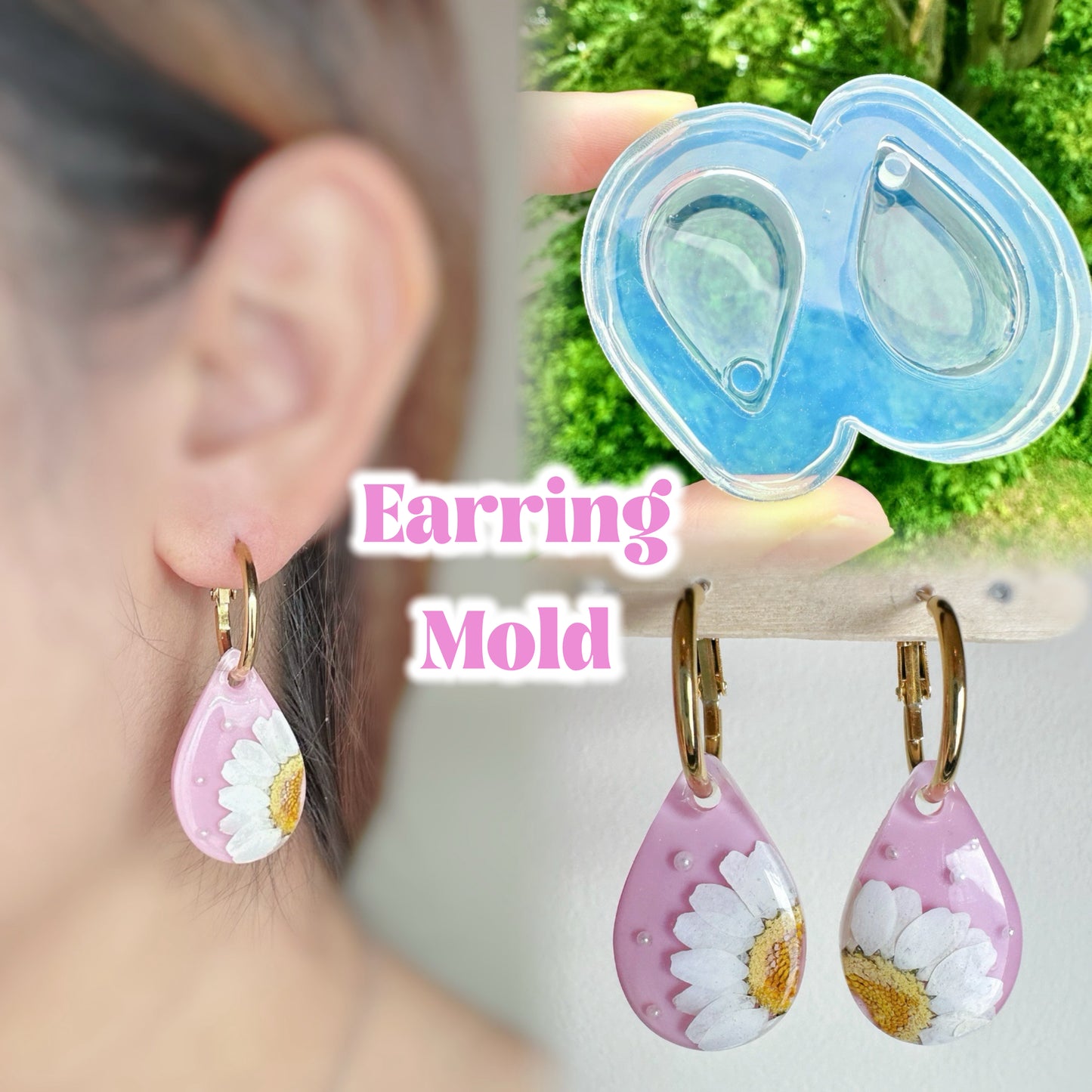 New size 3cm Predomed Teardrop Dangly Charm Earring Mold for hoops and hooks