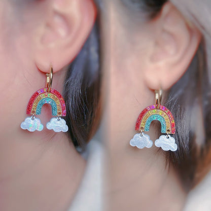 Holographic Rainbow Cloud Star Dangle Earring Mold for Hoop Charms