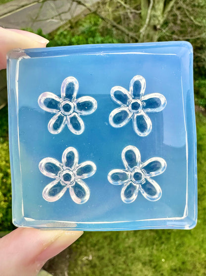 Small 3D Flower Clear Silicone Mold for Resin Jewellery Stud earring Mold