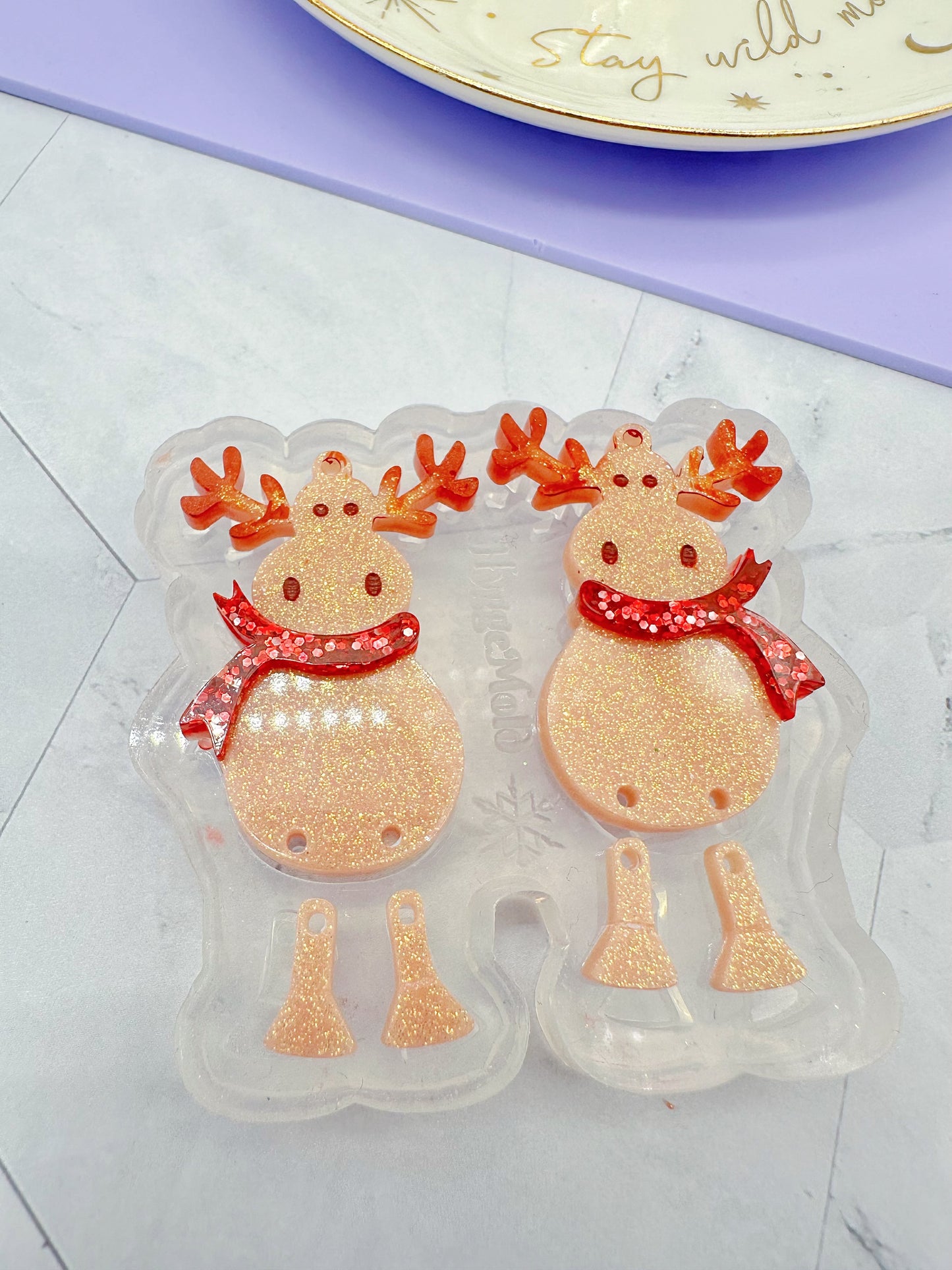 Layered Moose Christmas Dangle Earring Mold