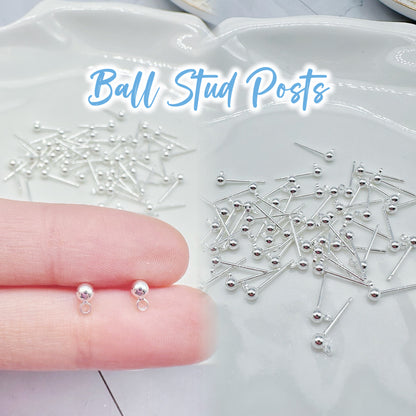 High Quality S925 Silver Ball Shape Earring Posts