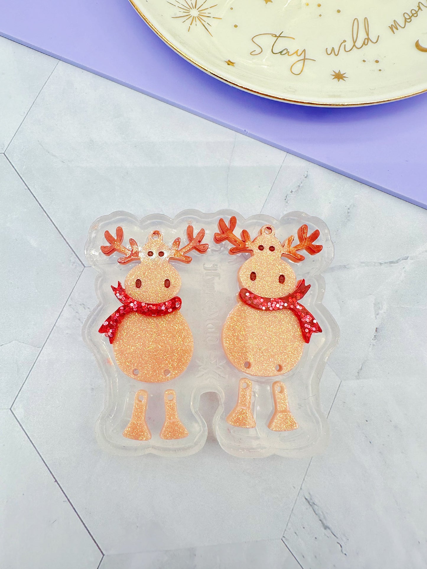 Layered Moose Christmas Dangle Earring Mold