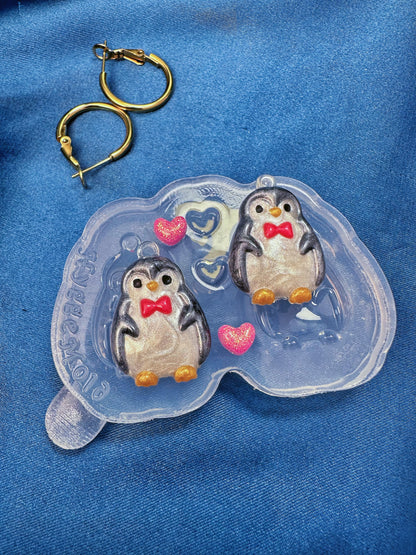 Small Predomed Christmas Penguin Dangle Earring Mold