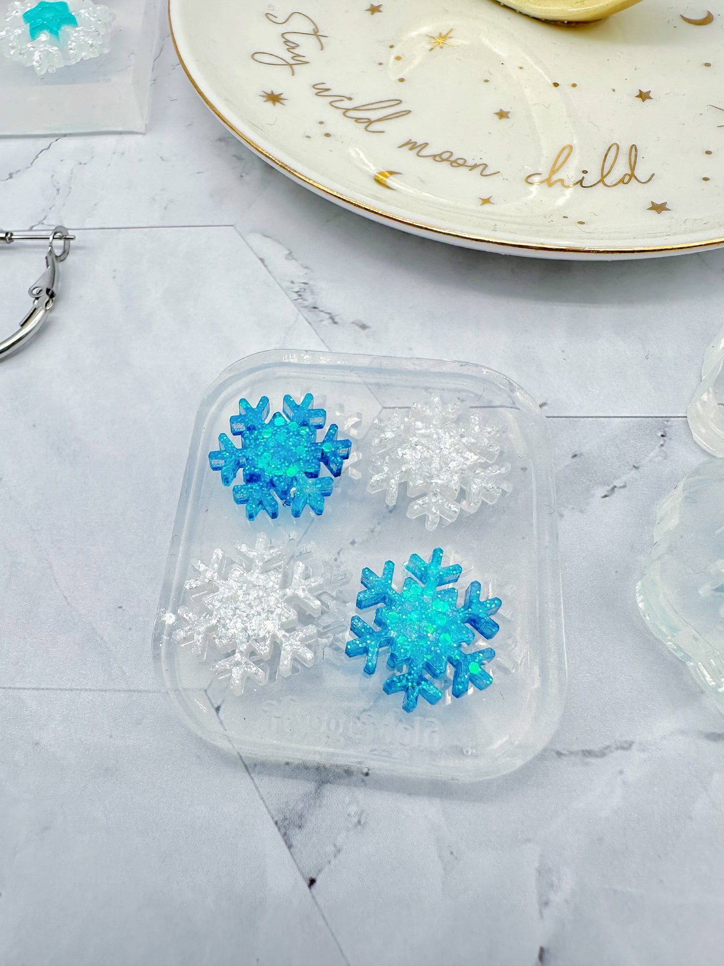 Mini Snowflake Stud Earring Mold Winter Christmas