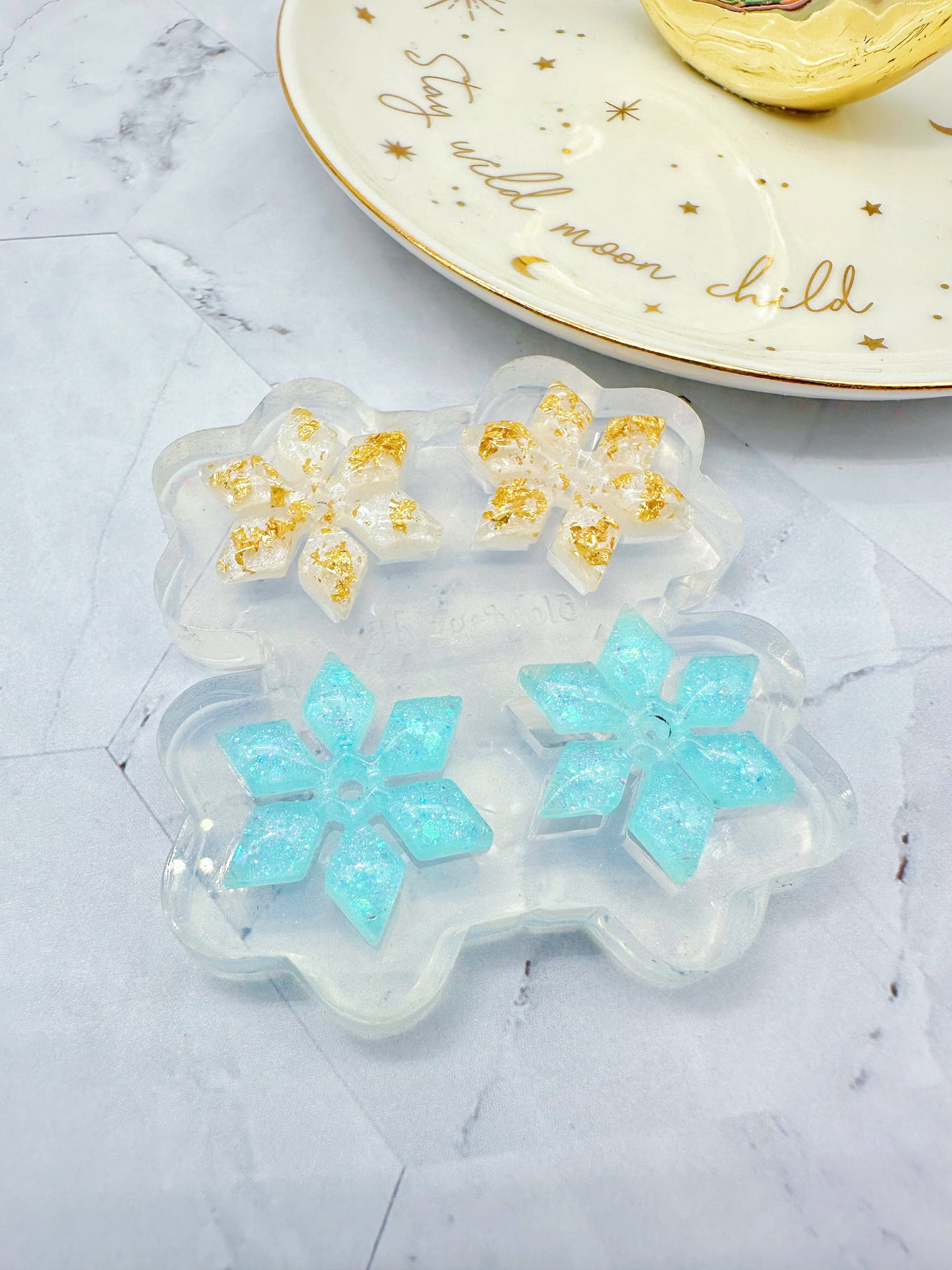 2.4 cm Predomed Snowflake Spinner Hoop Earring Mold Christmas Winter