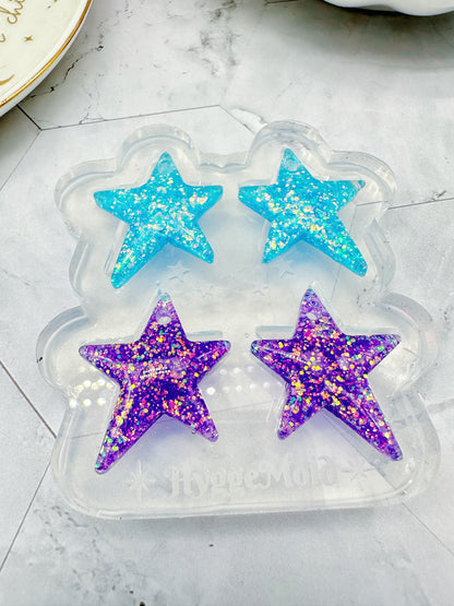 3cm Pre-domed Wonky Star Dangle Earring Silicone Mold for Resin Earrings Celestial