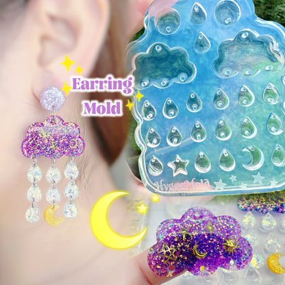 Lux Predomed Etched Rainy Clouds Dangle Drop Earring Mold