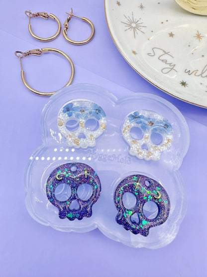 Small Predomed Cute Skull Dangly Charm Mold Dangle Earring Mold for Hoops and Hooks