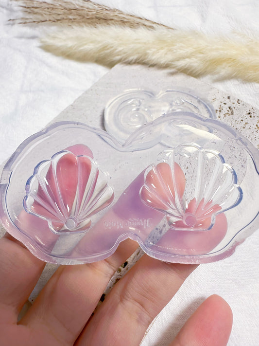 Domed Etched Clam Shell Dangle Earring Mold for Hoop Charms