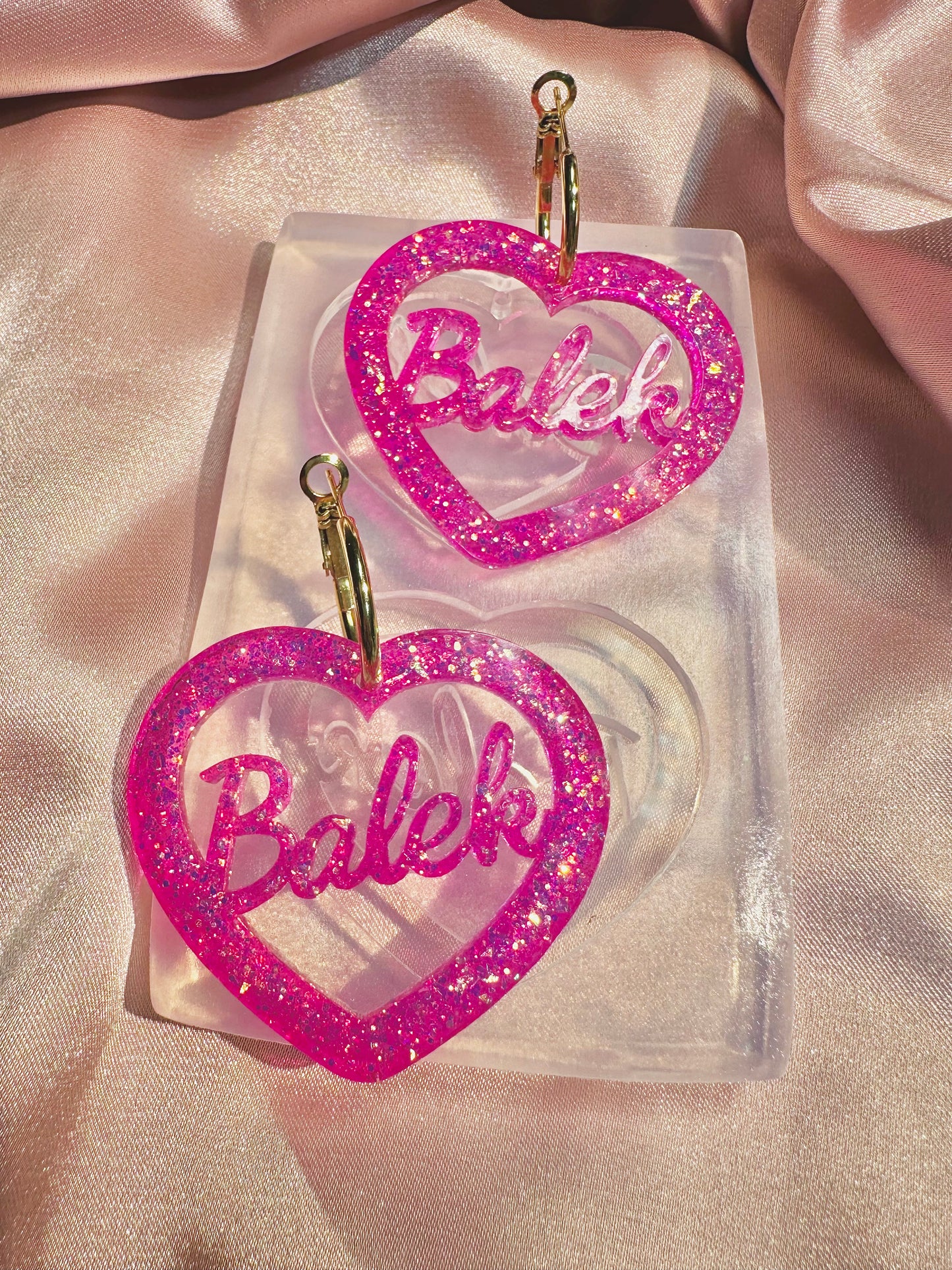 5cm French Balek Word Heart Slogan Earring Mold