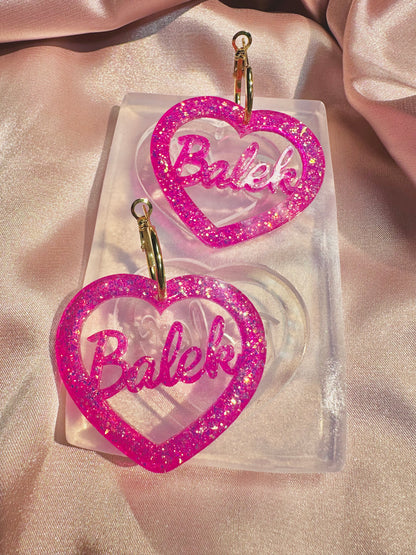 5cm French Balek Word Heart Slogan Earring Mold