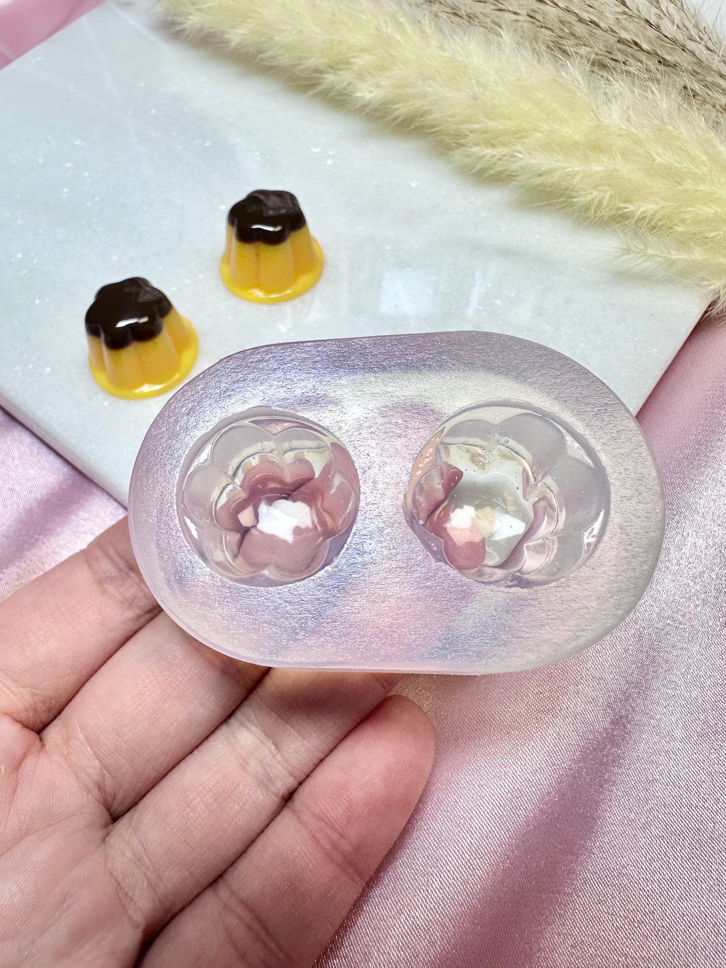 3D Glossy Pudding Dessert Silicone Mold for resin Mold for Polymer clay Earring Mold