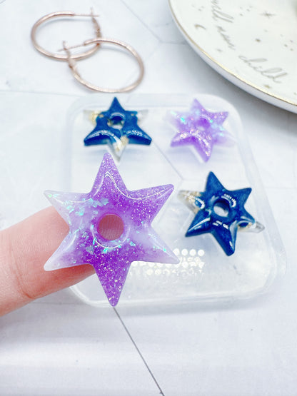 Celestial 6 point Star Hoop Earring Mold Clear Silicone Mold for Resin