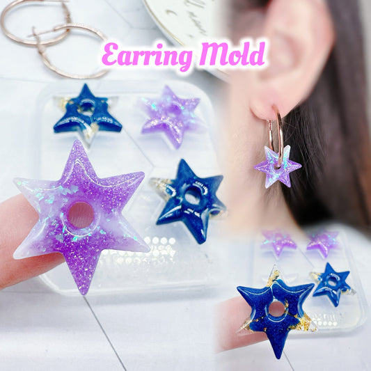 Celestial 6 point Star Resin Earring Mold Clear Silicone Mold for Resin