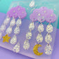 Lux Starry Sky Rainy Clouds Dangle Drop Earring Mold