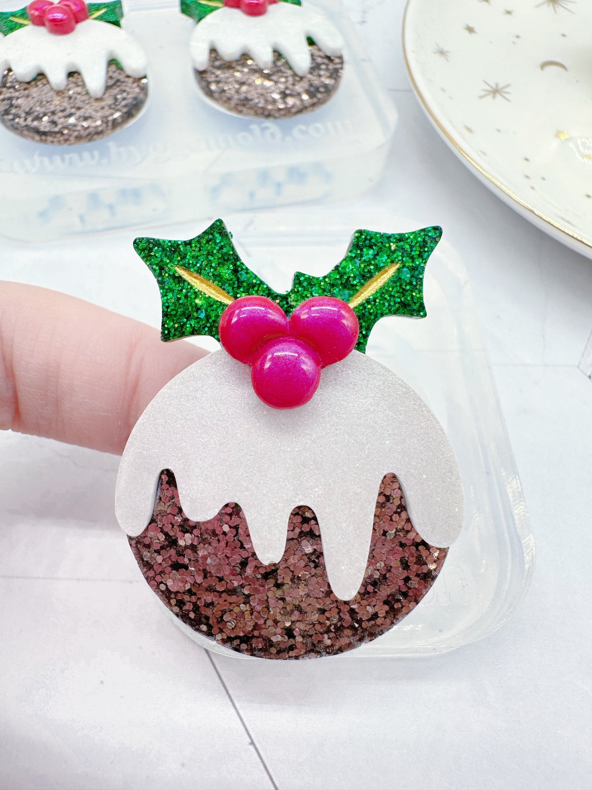 Christmas Pudding Resin Brooch Mold Clear Silicone Mold for Resin