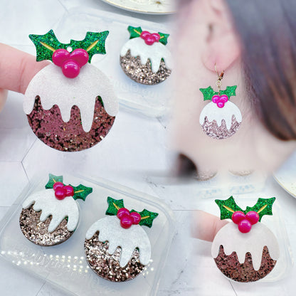 Christmas Pudding Resin Earring Mold Clear Silicone Mold for Resin