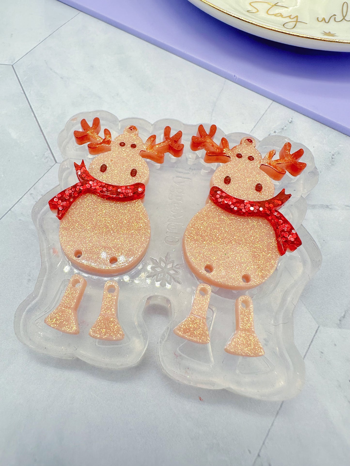 Layered Moose Christmas Dangle Earring Mold