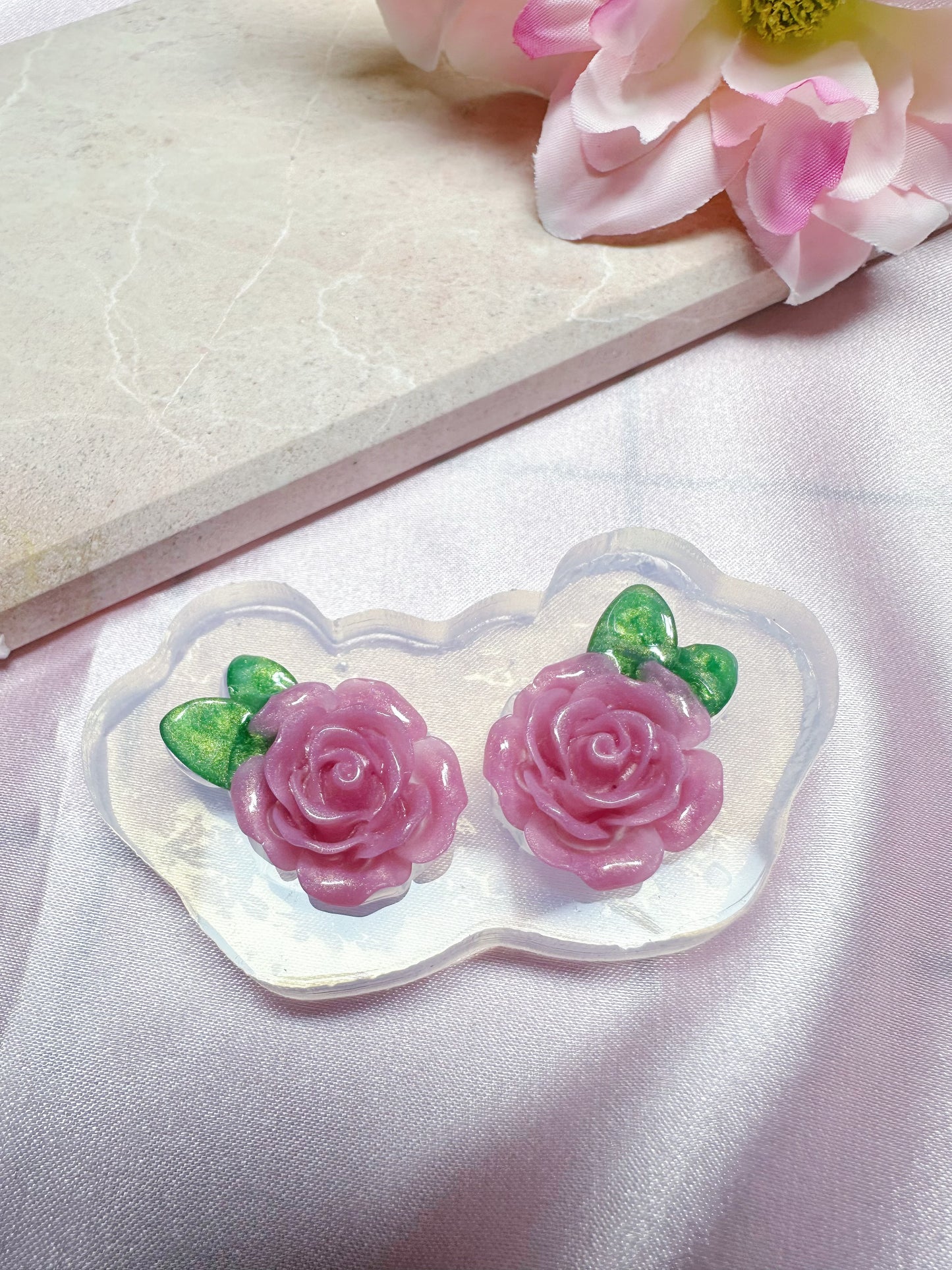 3D Rose Leaf Stud Brooch Pin Mold