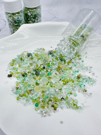 Jade Green Crushed Glass & Glass Bead Mix