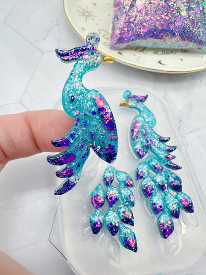 Elegant Peacock Dangle Earring Mold Clear Silicone Mold for Resin