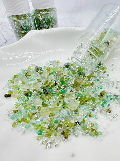 Jade Green Crushed Glass & Glass Bead Mix