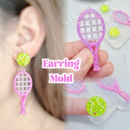 Tennis Ball and Racket Earring Mold Silicone Mold for Resin Earrings