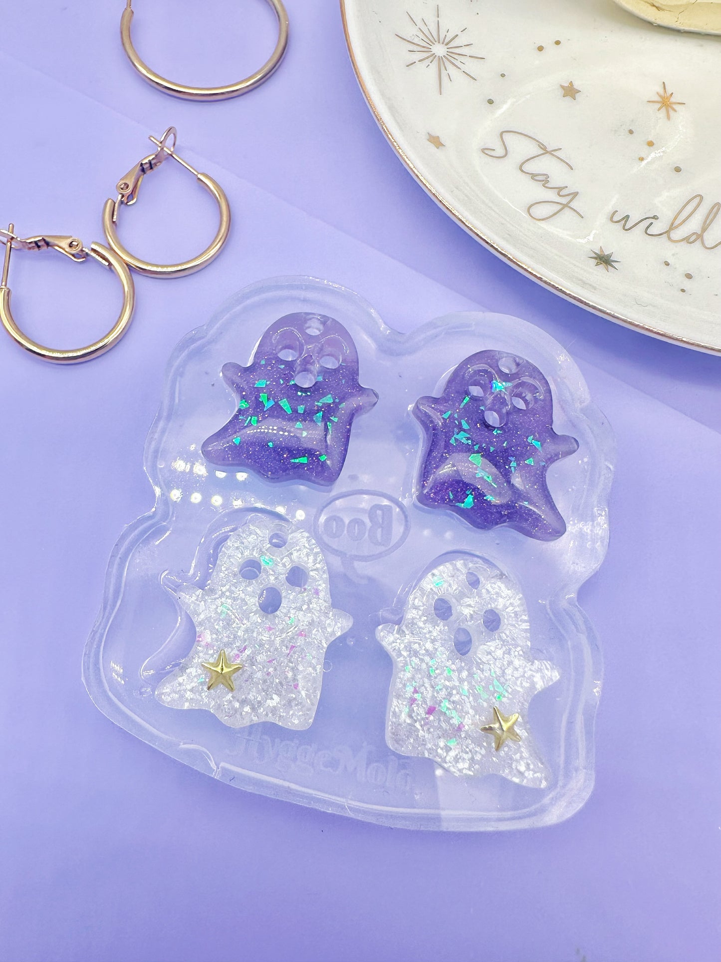 Predomed Ghost Dangly Charm Earring Mold for hoops and hooks