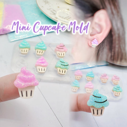 Mini Cupcake Predomed & Engraved Stud Earring Croc Shoe Charm Jibbitz Silicone Mold