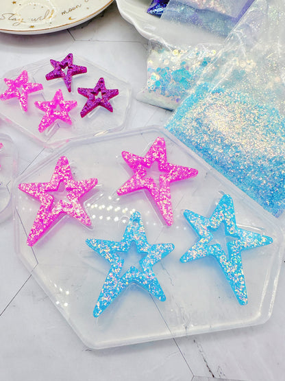 Large/Small Wonky Star Open Star Silicone Mold for Resin Earrings Celestial