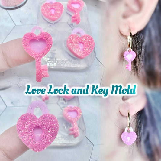 Small Love Lock and Key Earring Mold