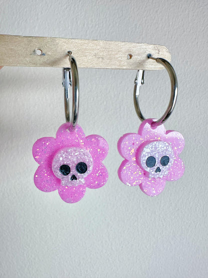 Cute Layered Skull Flower Dangly Charm Mold Dangle Earring Mold for Hoops