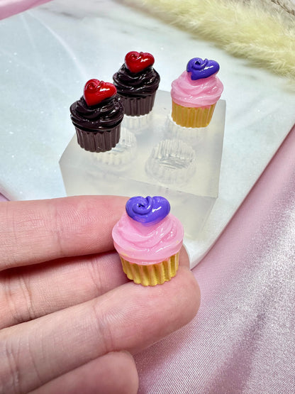 Clear Silicone Mold for Polymer Clay Resin Heart Cupcake Muffin Earring Mold