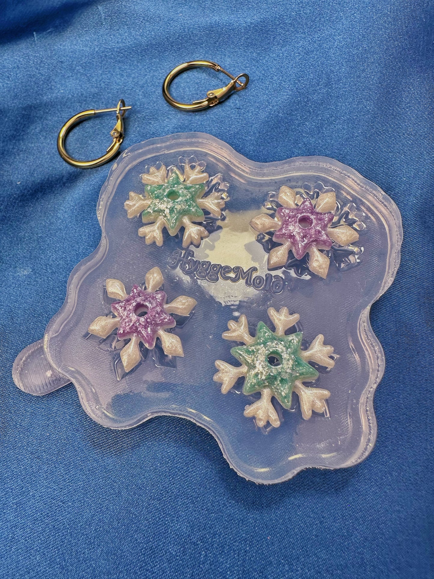 Small Layered Winter Wonderland Snowflake Hoop Spinner Earring Mold
