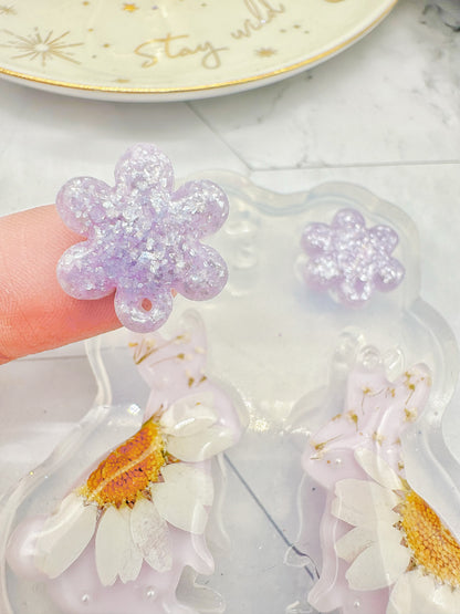 Pre domed Bunny Flower Dangle Earring Mold Easter Clear Silicone Mold for resin jewellery