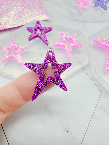 Large/Small Wonky Star Open Star Silicone Mold for Resin Earrings Celestial