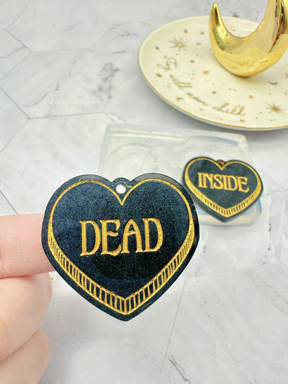 Large Dead Inside Heart Dangle Earring Mold for Hoops