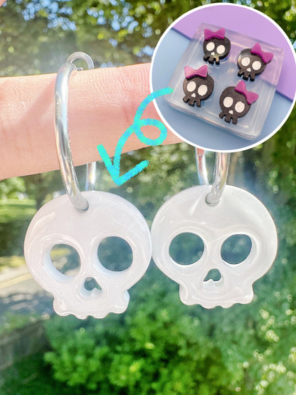 Small Predomed Cute Skull Dangly Charm Mold Dangle Earring Mold for Hoops and Hooks